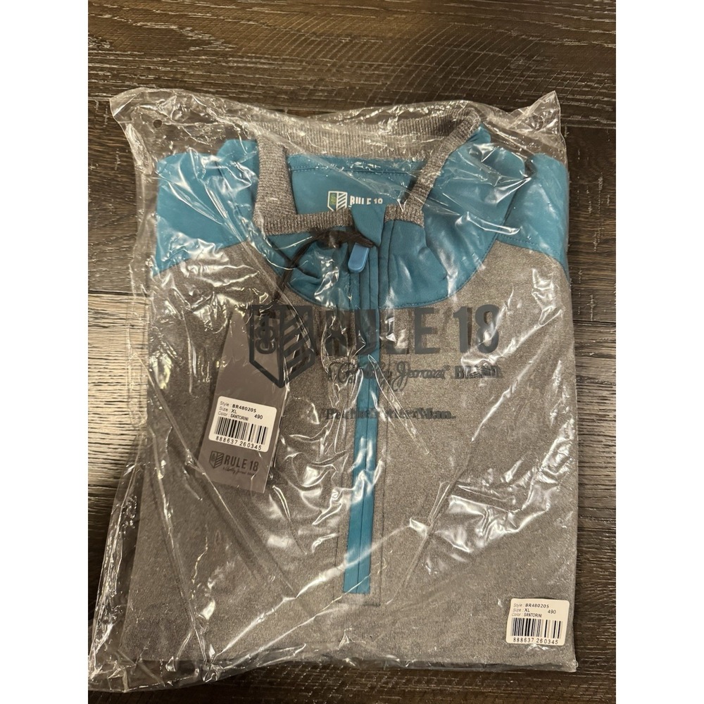 Rule 18 by Bobby Jones Golf Pullover Jacket Teal Grey Colorblock Men S XL New